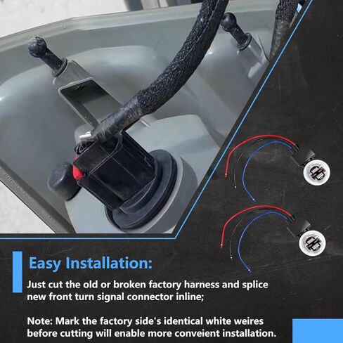 2PCS Turn Signal Light Connector Pigtail Wire Harness Fit Jeep Wrangler JK 2007-2018 Front Lamp & Ram 1500 2011-2014 Rear Tail Light 3-Pin Plug Replace OE 68065016AB 68191950AA in Saudi Arabia