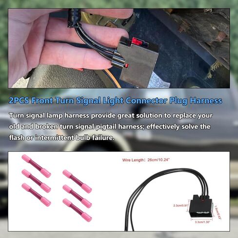 2PCS Turn Signal Light Connector Pigtail Wire Harness Fit Jeep Wrangler JK 2007-2018 Front Lamp & Ram 1500 2011-2014 Rear Tail Light 3-Pin Plug Replace OE 68065016AB 68191950AA in Saudi Arabia