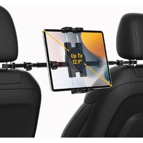 YOOZ Car Headrest Tablet Holder, Car Back Seat Tablet Mount Kids [Stretchable & Ultra-Stable] Between Seats Tablet Stand for Switch, iPad Pro Air Mini, Lenovo, iPhone, 4-12.9" Tablets & Phones