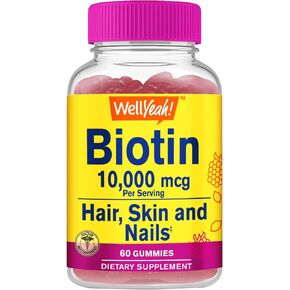 High Potency Biotin 10,000 mcg Gummies - for Stronger Hair, Skin & Nails - Vegan-Friendly, Gluten-Free, Non-GMO, and Delicious Berry Flavor - 60 Gummies