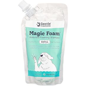 GENTLE CREATURES Magic Foam - Sulfate-Free, Waterless Shampoo Paw Cleaner for Dogs, Cats, Pets - Dry Shampoo, Foot Cleaner Brush - with Orange, Odor Control Wash - Good for Puppy (Refill Pouch)