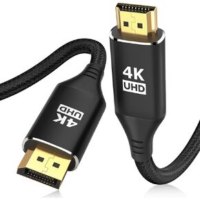 DisplayPort to HDMI 4K Cable 25FT, [Aluminum Shell, Nylon Braided] High Speed (1440P 60Hz, 1080P 120Hz) Uni-Directional DP to HDMI Cord Compatible for Dell, HP, Insignia, Samsung