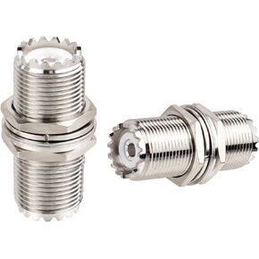XRDS -RF 2pcs PL-259 Bulkhead Connector 50Ω Impendence UHF Female to UHF Female Adapter SO239 Nut Bulkhead Panel Mount CB Radio Adapter
