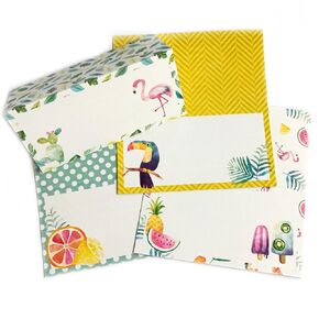 Tropical Island Place Tent Cards by Adore By Nat - Hawaiian Party Buffet Food Label or Sign Decoration - Set of 12