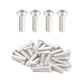 M6 x 2" Button Head Socket Cap Bolts Screws (25pcs) 18-8 Stainless Steel 304 Allen Hex Drive Fully Thread Machine Screw ISO7380 | by IMSCREWS