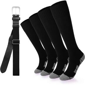 KDVOG Youth Baseball Socks and Belt Toddler Softball Athletic Combo Set T-Ball Socks for Boy Girl(2 Pairs of Socks & 1 Belt)