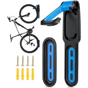 Blue Garage Indoor Bike Rack Wall Mount Organizer Hook Bicycle Hanger Storage System Vertical Hanging for Indoor Shed Easily Hang Heavy Duty Space Saving for Road Mountain Hybrid Bikes,1PCS