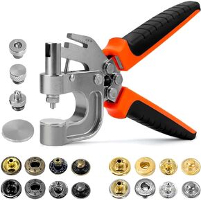 Sopnom Leather Snaps Fastener Kit, 17mm Leather Snaps and Heavy Duty Snap Button Kit Snaps Press Pliers, 4Colors 40Sets Snaps for Fabric, Clothes, Jackets, Purse, Belts, Bags, DIY Projects Tool Kit