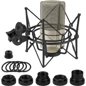 Geekria for Creators Microphone Shock Mount Compatible with MXL 770, 990, R77, TEMPO, V67G, 2006, R144 Mic Anti-Vibration Suspension Adapter Clamp Mic Holder Clip (Black/Metal)