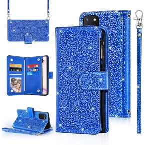 حافظة محفظة Furiet Polka dots لهاتف Samsung Galaxy Note 10 Lite مع حزام معصم وحزام كتف وسحاب ومحفظة قلابة، غطاء هاتف حامل لبطاقات الائتمان لامع لامع لهاتف A81 M60S N770F للنساء والرجال باللون الرمادي