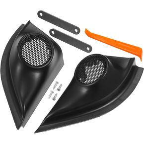 ACROPIX Interior Front Car Door Speaker Window a Pillar Cover Trim Tweeter Speaker Panel Fit for Honda VEZEL HRV 2014 with Screwdriver and Screws ABS Black - Pack of 2