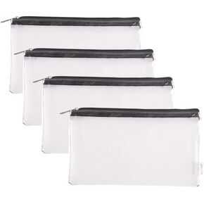 Zipper Clear Vinyl Security Bank Deposit Utility Tool Bag Check Wallet Money Organizer pouch 4-pack