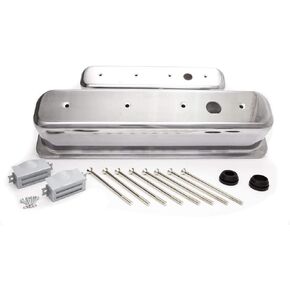 Racing Power Company R6146-1 Tall Plain Polished Aluminum Center Bolt Valve Cover for Small Block Chevy
