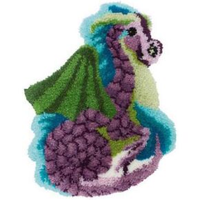 Dragon Shape Latch Hook Rug Kits Latch Hook kit Tapestry Crochet Yarn Kits Rug Making Kits with Printed Canvas Carpet Craft Kits for Beginners DIY Latch Hook Cushion Kit Mat 52x38cm