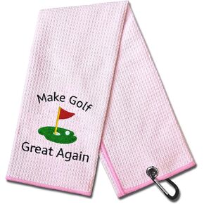 Make Golf Great Again Golf Towel, Embroidered Towel for Golf with Clip, Wipe, Golf Accessories for Men (Black)