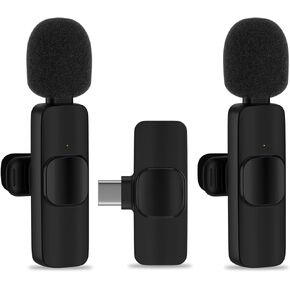 USB C Wireless Lavalier Microphone for iPhone 15, Samsung Galaxy S24 Ultra S23 A55 A15 Pixel 8, Noise Reduction Mini Lapel Mic Clip on, Lav Mic for Video Recording,Tiktok,YouTube,Vlog,Live Streaming