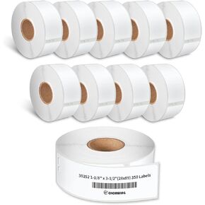 COLORWING 12 Rolls 1-1/8" x 3-1/2" Barcode Label Compatible Dymo 30252 Address Labels, 28mm x 89mm, Work with Dymo LabelWriter 450, 450 Turbo, 4XL, 400 Printers(4200 Labels)
