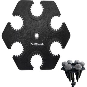 Zestwrench Hexagon Multi Mic Holder for Wired and Wireless，Compatible with 5/8" 3/8" Mic Stand Adapter to Hold up to 6 Microphones，Standing Mic Display and Organizer for Desk, Home