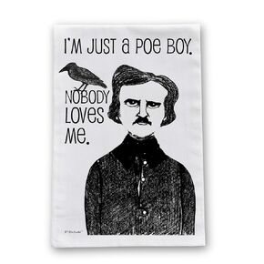 Edgar Allan Poe Boy Halloween Dish Towel by Pithitude