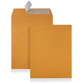 10x13" Brown Kraft Peel & Seal Open End Envelopes Pack of 25 - Filing, Storing or Mailing Documents
