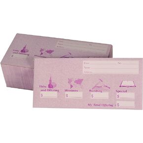 Church Offering/Tithe Donation Envelopes, Friendly Welcome Message, Missions, Building & Special, Simple Design, Easy-open Tab, Fits Bills & Checks - Blue - Package of 125