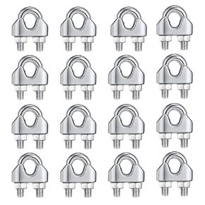 Wire Rope Cable Clip Clamp, Ekunbuy 304 Stainless Steel M2 M3 Flexible Connector U Bolt Saddle Fastener Clothesline Tightener 5/64 1/8 Inch