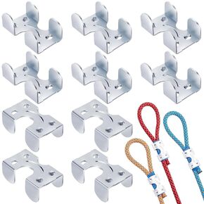 CustomyLife 10pcs 1/4" Heavy Duty Double Rope Clamp, Zinc Plated Twisted or Braided Wire Rope Clips, Metal Rope Loop End Clip for DIY Dog Leashes Key Chains Horse Leads Bridle Reins- Silver