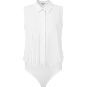 Women's 2024 Work Bodysuit Tops Button Down Sleeveless Leotard Shirt