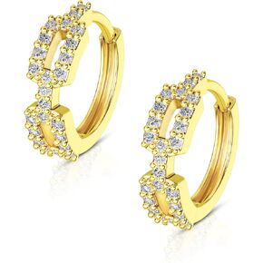 COCHARM 925 Sterling Silver Nose Rings Hoop 20g Cartilage Hoop Cubic Zirconia Huggie Hoop Earrings Daith Piercing Jewelry Rook Helix Tragus Earrings for Women Men