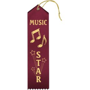 RibbonsNow Music Star Ribbons - 25 Maroon Ribbons with Card & String