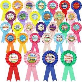 Landical 30 Pcs Kindergarten Graduation Inspirational Award Rosette Ribbon Kindergarten Graduation Gifts Honorable Recognition Button Pin for Preschool Kids End of School Year Award Certificates