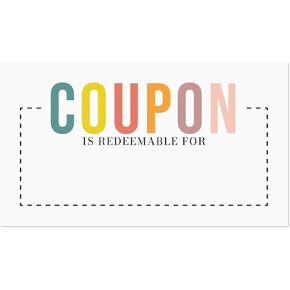 Colorful Fill In Coupon Cards / 2" x 3.5" Business Card Sized Classroom Vouchers / 100 Customer Reward Cards/Made In The USA