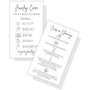 Boutique Marketing LLC Jewelry Care Instruction Card | Physical Printed 2in x 3.5in inches Business Card Size | Avoid The 5 S | Minimalist White with Black Design