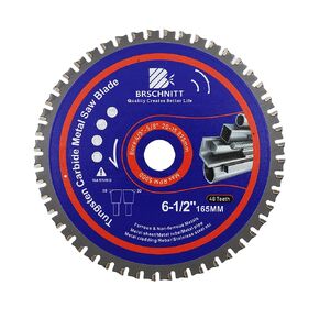 7-1/4" Metal Cutting Circular Saw Blade - BRSCHNITT Tungsten Carbide Tipped TCT Saw Blades for Steel, Stainless Steel, Nickel, Titanium, Ferrous Metals, Steel Pipe（48T Arbor:5/8"）