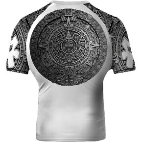 Men's Aztec Ranked Jiu Jitsu BJJ Rash Guard Short Sleeve MMA