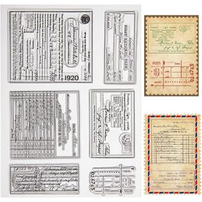 CRASPIRE Vintage Letterhead Clear Rubber Stamps Words Background Reusable Retro Transparent Silicone Stamp Seals for Journaling Card Making Scrapbooking Photo Album Decorative DIY