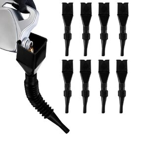 8 Pcs Snap Funnel,with Extendable Flexible Spout, Flexible Draining Tool Snap Funnel Set，Plastic Funnel for Car Motorcycle Petrol Diesel Water Oil Funnel-(Black）
