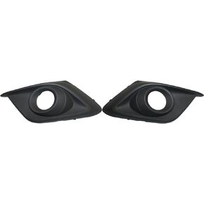DAT AUTO PARTS Front Right Passenger & Left Driver Side Bumper Cover Fog Light Bezel Pair Set Replacement For 2014-2015 Mazda 3 For Sedan/Hatchback Black Textured MA1038123 MA1039123