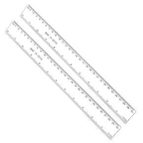 12 Inches Plastic Straight Hard Ruler Viaky See Through Flexible Ruler with Inches and Metric Measuring Tool for Student School Office, Clear(2 Pack)