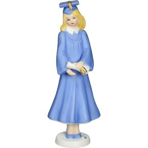 Enesco Growing Up Girls “Blonde Graduate" Porcelain Figurine, 6.25", Blue, White