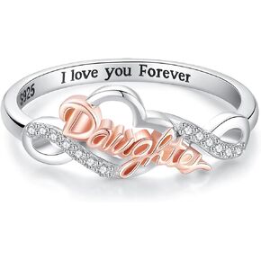 Sterling Silver Mother Daughter Ring - Mom Nana Sister Daughter Rings for Women I Love You Forever Mothers Day Gifts Jewelry for Wife Grandmother Girls