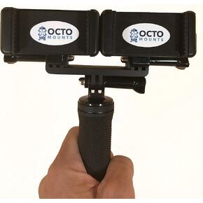 OCTO MOUNT Dual Device Hand-Held Stabilizer for Cell Phone or GoPro Camera. Compatible with iPhones, Samsung Galaxy, HTC, etc.