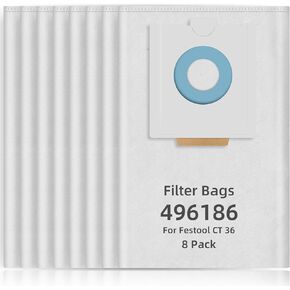 8 Pack 496186 Selfclean Filter Bag for Festool 577084 CT 36 E and Festool 576760 CT 36 AC