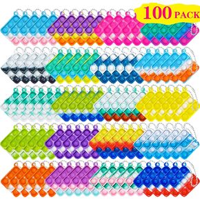 DOPWQAA 100 Pcs Mini Pop Bubble Fidget Toys for Party Favors, Pop Toy Bulk for Party Favor, Classroom Student Prizes Christmas Easter Basket Goodie Bag Stuffers Valentine Gift for Kids