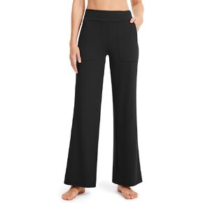AFITNE Womens Wide Leg Yoga Pants with Pockets High Waist Stretch Dress Casual Pants Loose Lounge Sweatpants 28"/30"/32"