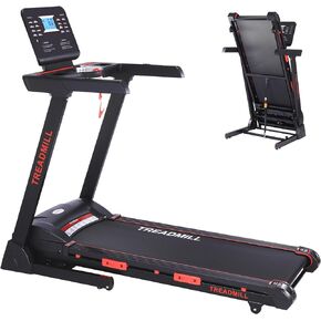 Treadmill with Auto Incline,Home Folding Treadmill with Heart Sensor,3.5 HP Quiet Brushless, 8.7 MPH, Shuttle Buttons,48in*18in Running Area,Running Machine for Home Office Indoor Cardio Exercise