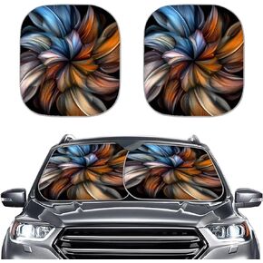 Generic Lishukuss Art Flower Blue Peacock Windshield Sun Shade Trucks SUV 2 قطعة مظلة شمس للسيارة للنساء والرجال مظلات نوافذ السيارات مثل السيارات وسيارات الدفع الرباعي والمركبات الترفيهية والشاحنات وإكسسوارات السيارات