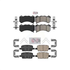 AmeriBRAKES Front Semi-Metallic Rear Ceramic Disc Brake Pads Kit For Chevrolet Camaro With 6 Piston Brembo Calipers KNF-101544