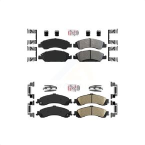Front Semi-Metallic Rear Ceramic Disc Brake Pads Kit For 2005-2006 Chevrolet Silverado 1500 GMC Sierra With Dual Piston Caliper Drum rear brakes KNF-101617