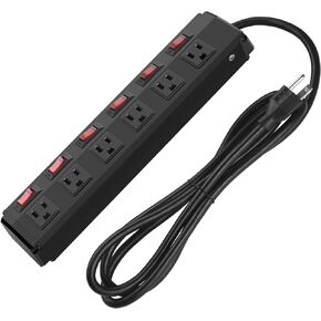 CCCEI Metal Power Strip Individual Switches 6 Outlets, Heavy Duty Power Strip Surge Protector for Appliances, 6 FT Extension Cord Strip, 1200J Surge Protector 15A 125V 1875W.